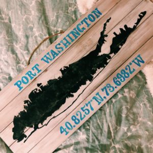 28" Whitewash Long Island Hand Painted Wall Decor *ANY TOWN AVAILABLE*